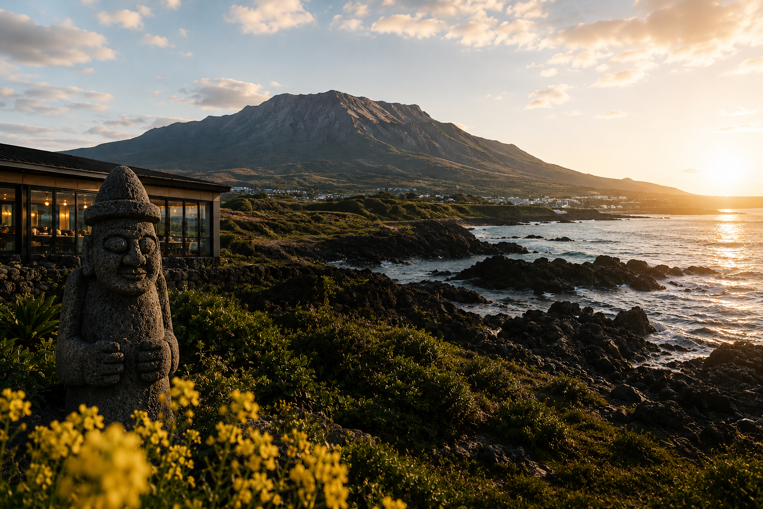 Bright Jeju Island landscape atmosphere