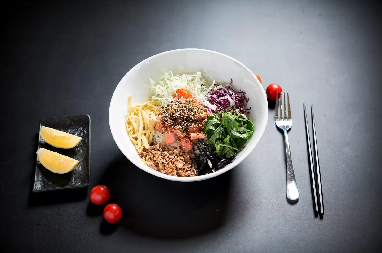 Salmon bibimbap rice bowl at Jeju Snow Salmon