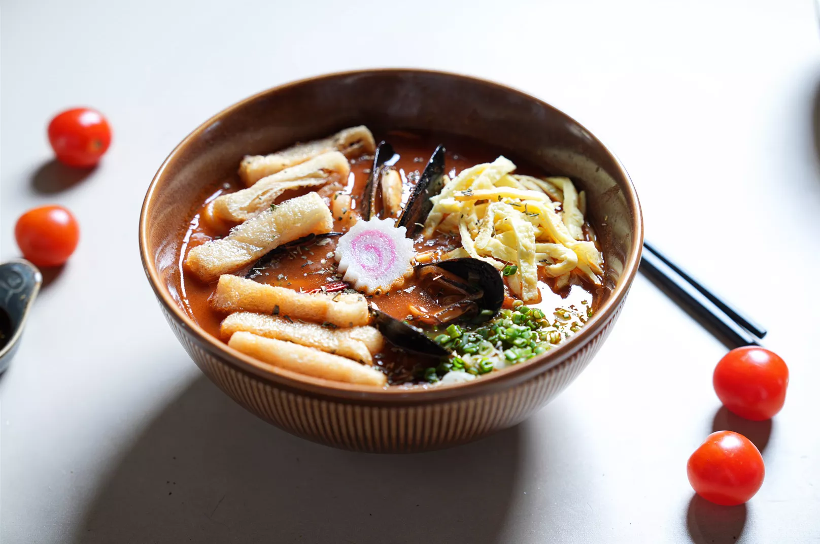 Fusion udon noodles at Jeju Snow Salmon